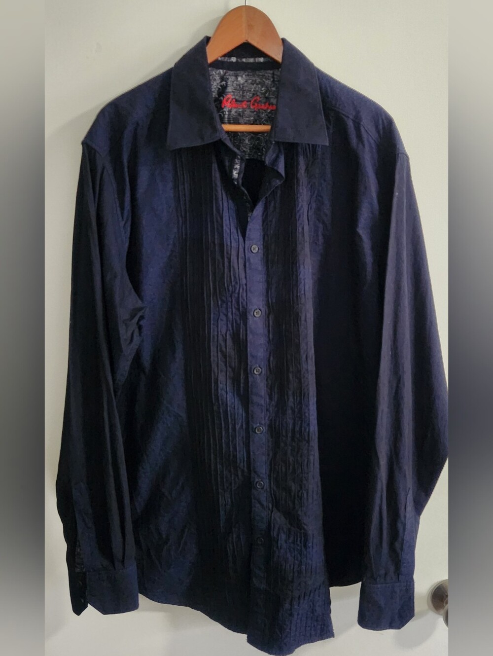 robert graham shirt navy blue Size 1XLT Business Casual Flip Cuff